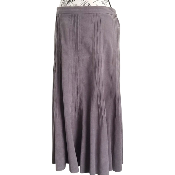 Faux Suede Grey Midi Skirt Size Large - Picture 3 of 4